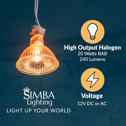 Simba Lighting Halogen MR16 20W 12V Light Bulbs (10 Pack) for Landscape, Track Lights, Fiber Optics, Desk Lamps, BAB C Spotlights with Glass Cover...