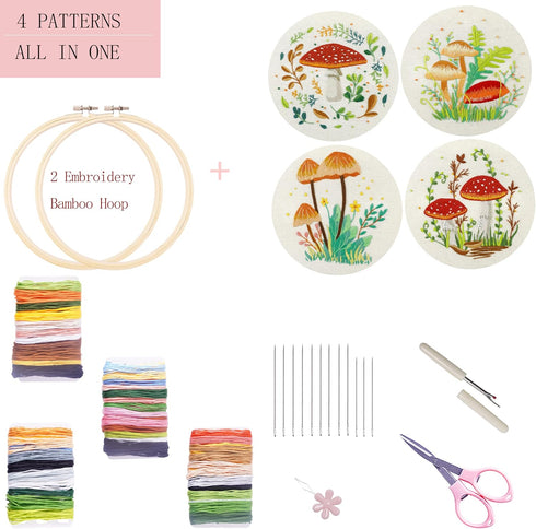 Bonroy 4 Sets Embroidery Kit for Beginners with Instructions,Cross Stitch Kits for Adults with Pattern,Needlepoint Kits for Adult Include Embroide...