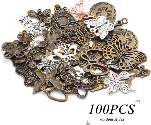 100g Mixed Butterfly Charms Vintage Fly Insect Pendant Charms for Necklace Bracelet Jewelry Making Crafting...