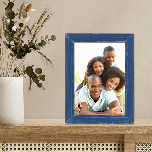 Lawrence Frames 745757 Weathered Woods 5x7 Charlotte Navy Blue Picture Frame...
