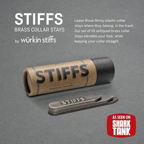 Wuerkin Stiffs 10-Pack Assorted Non-Magnetic Brass Collar Stays 5 Pair | Includes (4) 2.0” Stays, (4) 2.5” Stays, & (2) 2.75” Stays...