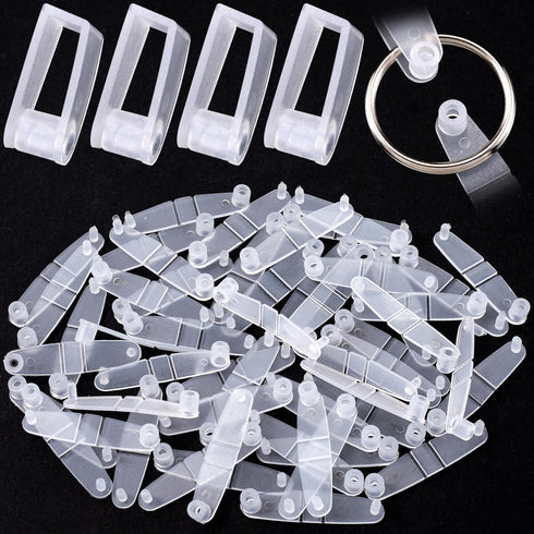 OIIKI 50Pcs Plastic Keychain Clips, Clear Acrylic Keychain Connector Snap Tabs, Card Holder for Keys Rings Office Credit Card Crafts Jewelry Makin...