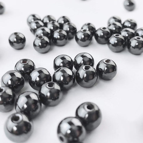 COIRIS 100 Pcs Natural Hematite Gemstone Loose Beads Round 8MM Beads 2 Strand Crystal Energy Stone Healing Power for Jewelry Making(ZS-1208-N8)...