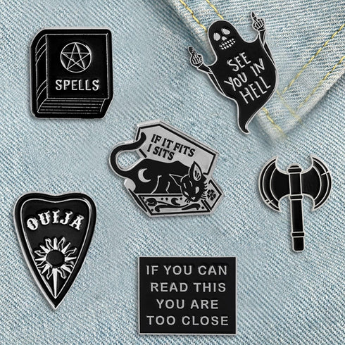 Pibupibu Horror Dark Brooch Cool Enamel Pins Black Art Set for Jacket Backpack Hat Pant Accessories, 16 Packs...