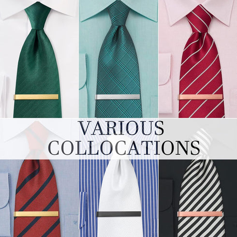 2.2 Inch Tie Clips for Men’s Regular tie in Gift Box, Tie bar & Pins Set for Necktie in Black Red White Blue Color, Suitable for Wedding Anniversa...