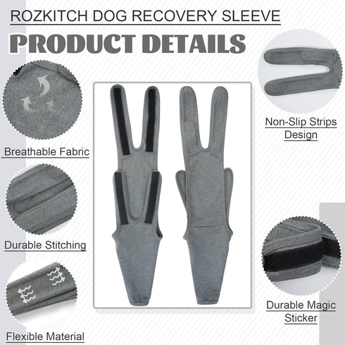 ROZKITCH Dog Surgery Recovery Sleeve Front Right Left Leg, Pet Prevent Licking Wound Elbow Brace Protector, Dog Recovery Suit Cone Collar Alternat...