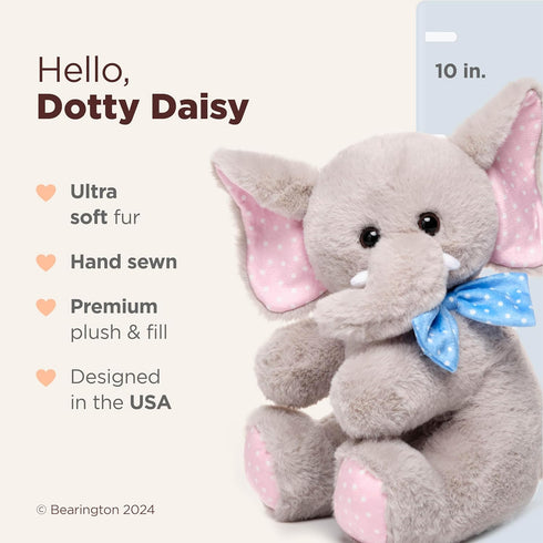 Bearington Dotty Daisy The Stuffed Elephant, 10 Inch Elephant Stuffed Animal, Easter Stuffed Animal...
