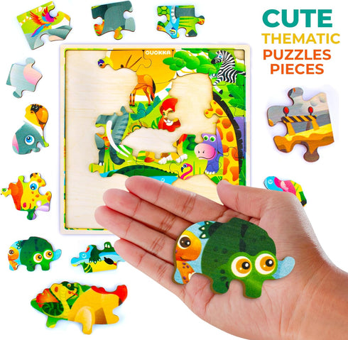 QUOKKA Wooden Africa Puzzles for Kids Ages 3-5 – 28 Pieces Toddlers Kids Puzzles Ages 4-8 Year Olds – Wood Africa Toys for Children 6-8 yo...