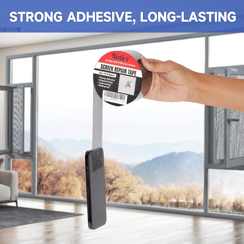 Window Screen Repair Tape, Screen Rrepair Kit for Windows or Doors Screen Repair, Strong Adhesive Screen Patch Repair Kit Mesh Repair (Black, 15 F...