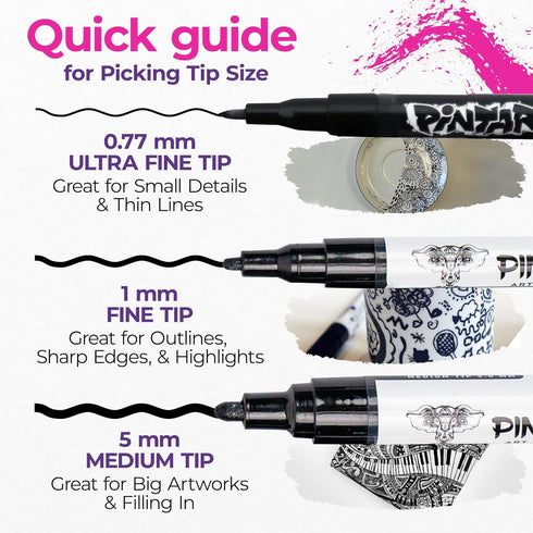 PINTAR Black & White Paint Marker Black & White Acrylic Paint Pens for Wood, Rocks, Canvas, Ceramic Glass, Paper, Fabric, Metal, & Plastic - 6 Pac...