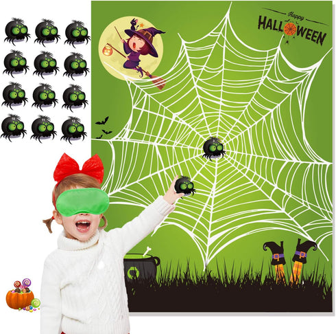 Funnlot Pin The Tail Halloween Kids Halloween Games Party Pin The Spider On The Web Game Halloween Party Games for Kids Halloween Party Activities...