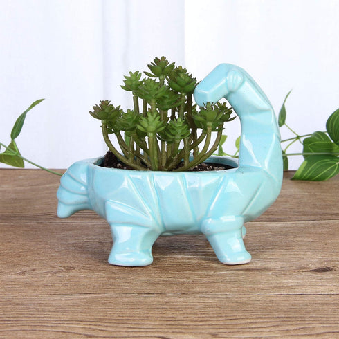 VanEnjoy 6 Inch Cute Cartoon Dinosaur Shape Ceramic Succulent Planter, Water Culture Hydroponics Bonsai Cactus Flower Pot,Air Plant Vase Holder De...