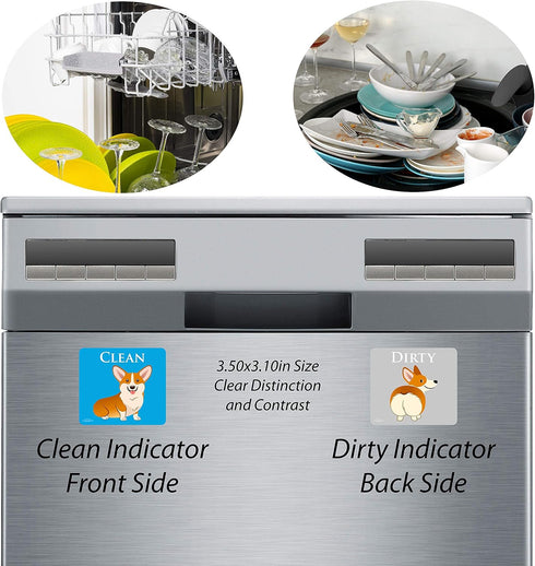 Corgi Dog Butt Funny Dishwasher Magnet Clean Dirty Sign, Reversible Clean Dirty Magnet for Dishwasher, Funny Corgi Butt Magnets, Strong & Universa...