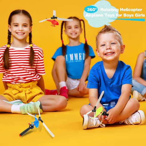 12 Pack Flying Toy Hand Helicopter Flying Planes Toys Plastic Flying Helicopter Airplane Toys for Kids Outdoor Party Favors Classroom Prizes Birth...