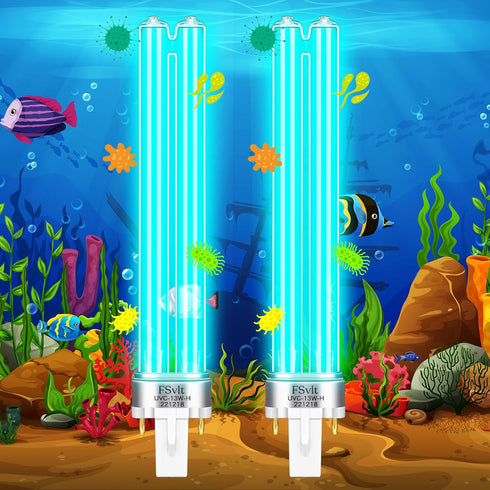 2 Pcs G23 Base 13 Watt UV Light Bulb Compatible with Jebao Pond Sunsun 2 Pin Base UV Light for Aquarium Compatible with Sunsun JUP 23 Grech Aquari...