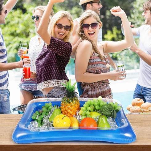 YARNOW Inflatable Cooler, 4PCS Inflatable Ice Serving Bar Coolers for Parties, Salad Picnic Ice Food Drinks Buffet Server Tray for Indoor Outdoor ...