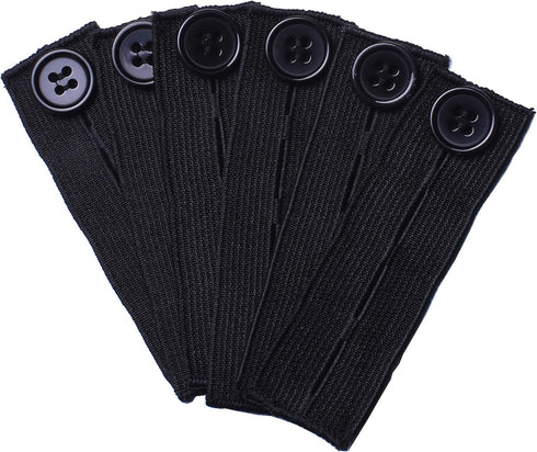 Elastic Button Extenders for Men and Women, Waist Extenders Adjustable for Pants, Trousers, Dress and Jeans, 6-Pack (Black)...