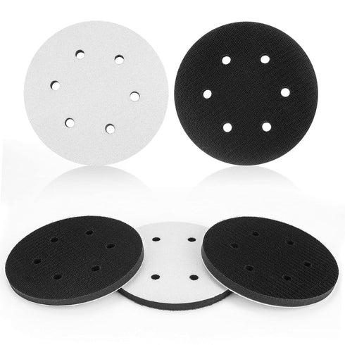 5 Pack 6 Inch 6 Hole Hook and Loop Soft Density Interface Buffer Pad 6" Sponge Cushion Buffing Backing Pads...