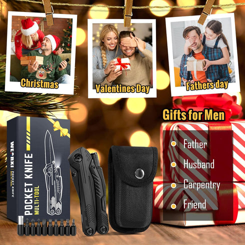 WEARXI Stocking Stuffers for Men Adults, Multitool Pocket Knife Gifts for Men, Mens Gifts for Christmas, Birthday Gifts for Dad, White Elephant Gi...