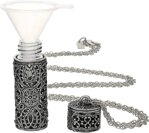 1928 Jewelry Filigree Covered 3.69 Ml Glass Vial Pendant Necklace For Women Enhancer, 30, Perfect Keepake For Essential Oils, Cremation Ashes, San...