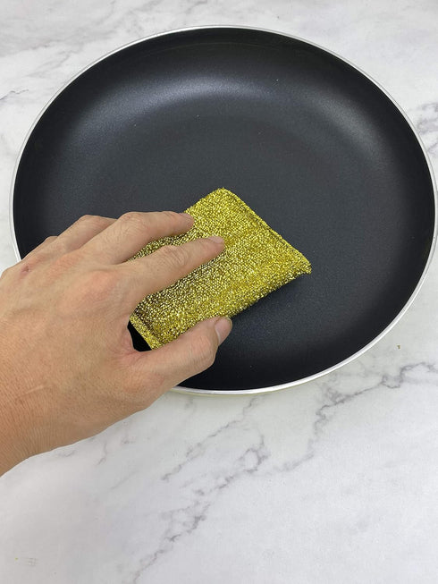 6 Pieces Non-Scratch Scrub Sponges Pads, Cleaning Scrub Sponge, Dish Wash Sponge, Kitchen Sponge, Multi-Use Heavy Duty Scrub Sponge - Gold...