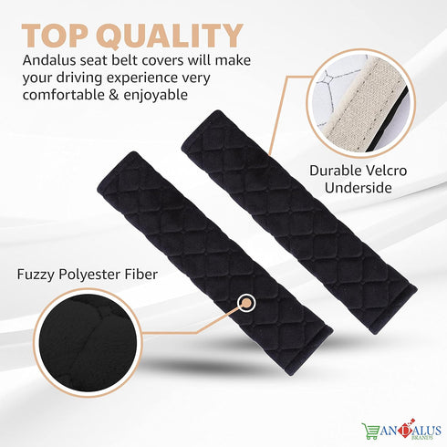 ANDALUS Soft Seat Belt Cover Pad Pack of 2, Drive Safely with Our Comfortable Seatbelt Covers, Universal Usage & Fit for All Cars, Suvs, Trucks & ...