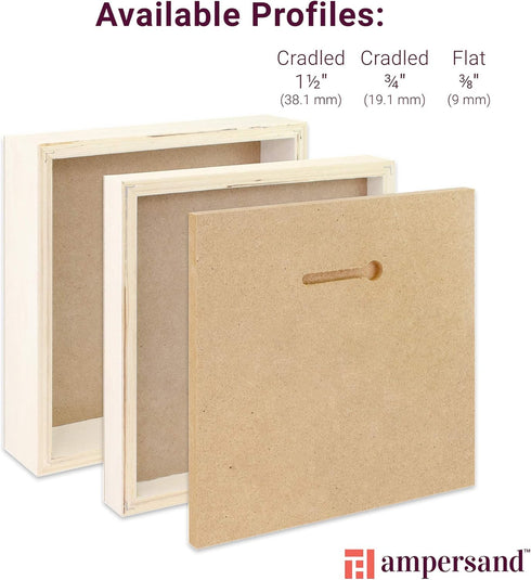 Ampersand Art Supply Wood Gesso Art Painting Panel: Canvas Texture, 1.5 Inch Cradle, 8" x 10"...