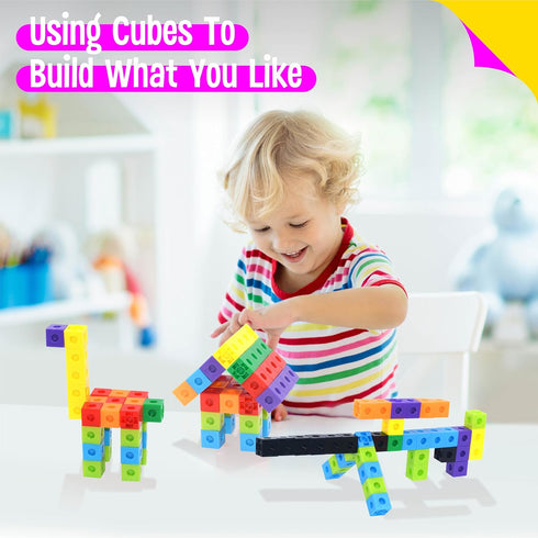 SpriteGru Math Linking Cubes, Set of 100 Math Cubes Manipulative Connecting and Counting Snap Blocks for Early Math and Construction, Educational ...