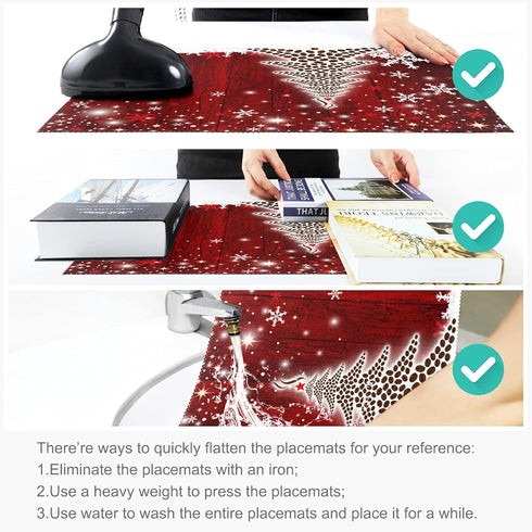 Naanle Winter Holiday Christmas Placemats Set of 4 Christmas Tree with Snowflake Heat-Resistant Washable Table Place Mats for Kitchen Dining Table...