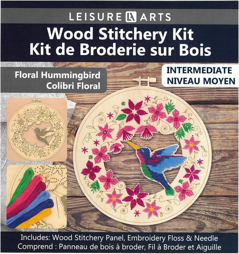 Wood Stitched String Art Kit with Floral Hummingbird in hoop - adult or kids craft - craft kits for teens - string art kit for adults - 3D string ...