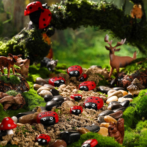Gerrii 18 Pcs Small Resin Ladybugs Garden Decor Stones Holiday Ladybug Garden Yard Decorations Outdoor 4 Size Ladybug Mom Gifts Lady Bugs Yard Dec...