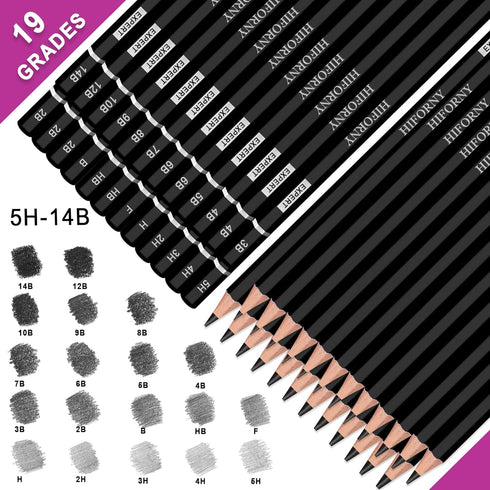 24 Pieces Graphite Sketching Pencil Set - Graphite Pencils(14B - 5H),Sketch Pencils,Drawing Pencils,Drafting Pencils,Art Pencils with 19 Grades - ...