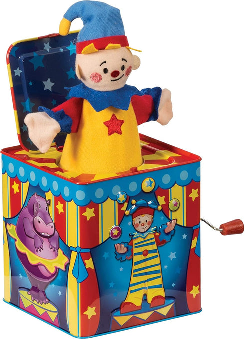 Schylling Silly Circus Jack in the Box - Classic Children's Musical Toy - Colorful Embossed Tin Box and Friendly Plush - Age 18 months and Up...