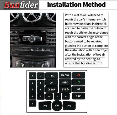 Car Interior Stickers Button Decals for Mercedes Benz A W176 B W246 C W204 E W212 SLK R172 CLS W218 GLK X204 SL R231 Steering Wheel AC Window Radi...