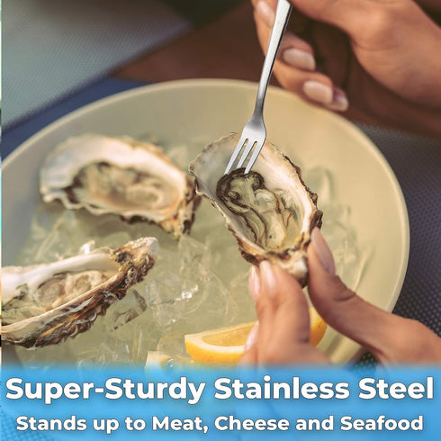 Super Durable, Elegant Mini Cocktail Forks 12 Pcs. Stainless Steel Tasting or Sampling Fork Set for Hors D'Oeuvres, Appetizers, Mussels, Crab. Sma...