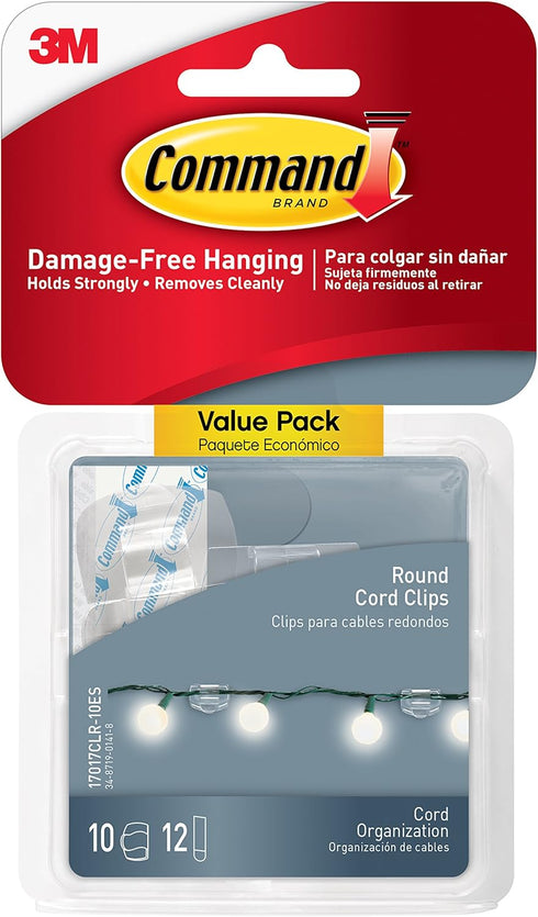 Command 17017CLR-VP Round Cord Clips, Clear, 10-Clips (17017CLR-10ES)...