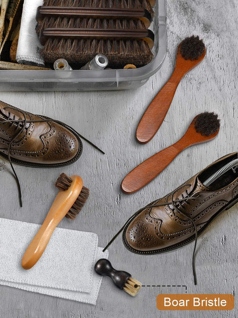 Youngjoy 6 Pieces Horsehair Shine Shoes Brush Kit Polish Dauber Applicators (B)...