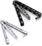 Moon Boat 2PCS Butterfly Knife Trainning Practice Comb Unsharpened Blade Black Silver...