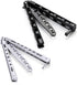 Moon Boat 2PCS Butterfly Knife Trainning Practice Comb Unsharpened Blade Black Silver...