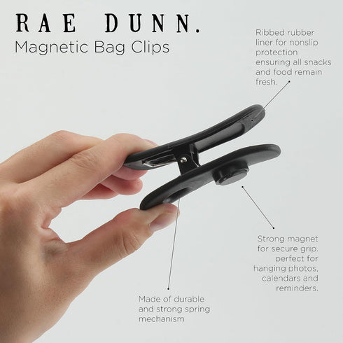 Rae Dunn 10 Pc Bag Clips with Magnet- Food Clips, Chip Clips, Bag Clips for Food Storage with Air Tight Seal Grip for Bread Bags, Snack Bags and F...