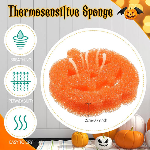 12 Pcs Halloween Cleaning Sponges Cute Kitchen Scrub Sponges Ghost Bat Pumpkin Cat Sponge Temperature Sensitive Non Scratch Household Cleaning Spo...