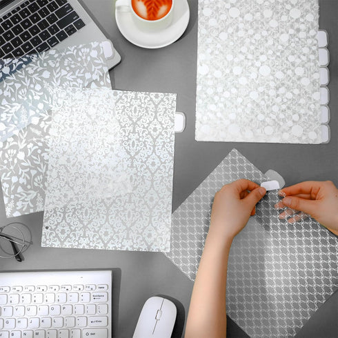 24 Pcs 3 Ring Binder Dividers with Tabs White Frosted Designs Plastic Page Dividers with 24 Tabs Recipe Cute Binder Dividers Decorative Insertable...
