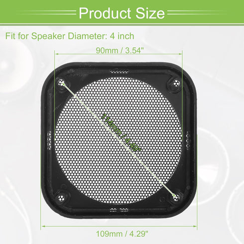 ACROPIX Universal 4" Car Speaker Grills Cover Mesh Square 4 Inch Audio Speaker Subwoofer Guard Protector Case with Mounting Screws ABS Black - Pac...