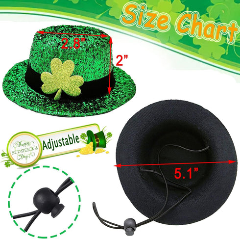 St Patrick's Day Dog Costume 3Pack Pet Clothe Leprechaun Top Hat Reversible Dog Bandana Dress for Meidum Dogs Cat Irish Festive Outfit Accessories...