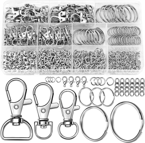 360pcs Keychain Kit Silver Metal Keychain Clips Hooks with Key Rings Lobster Claw Clasps Keychain Accessories for Lanyard Jewelry Making Crafts...