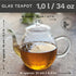 Creano glass teapot 34oz (1000ml), tea maker with integrated stainless steel strainer and glass lid, ideal for preparing loose teas, drip-free, al...