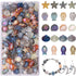 KINGSHINE 650pcs Starfish Beads Shell Beads Snails Beads Fish Glass Beads for Jewelry Making,Ocean Themed Colorful Star Beads for Bracelet Making,...