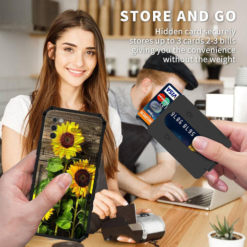 Case for Samsung Galaxy A03s with Detachable Card Holder Slot Kickstand Hybrid Dual Layer Heavy Duty Shockproof Cover Hidden ID Cash Credit Wallet...