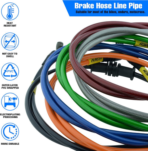 Motorcycle Hydraulic Brake Oil Hose - 28 28 Degree M10 Braided Steel Brake Clutch Oil Line Pipe for Dirt Bike Enduro Motocross Black 1100mm/43.31"...
