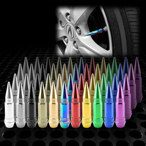 4PCs Neo Chrome Long Spike Tire Valve Stem Caps Metal Thread Wheel Tires TVC28...